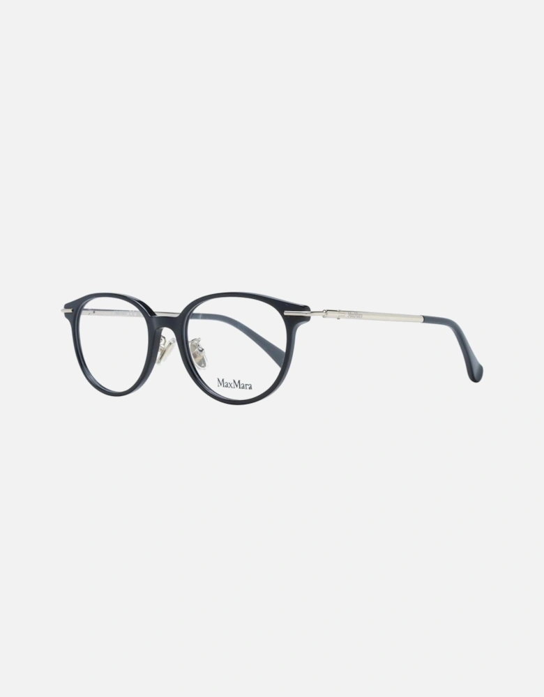 Black Plastic Round Glasses with Demo Lenses for Women Frames