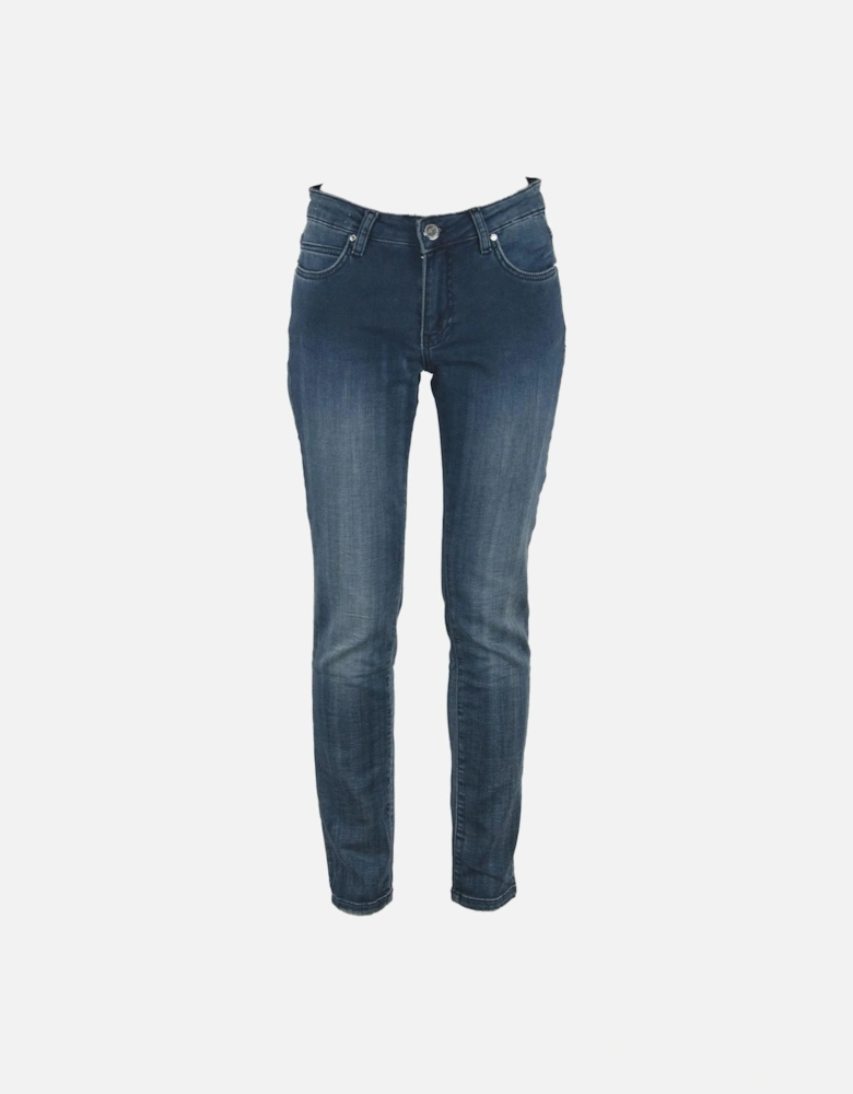 Skinny Fit Regular Waist Sweat Pants Women - Blue Jeans