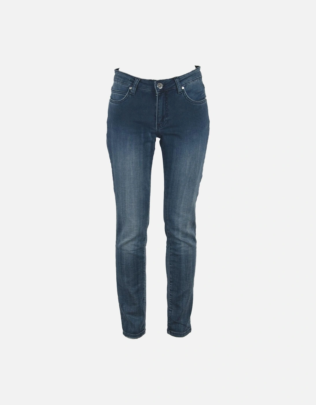 Skinny Fit Regular Waist Sweat Pants Women - Blue Jeans, 3 of 2