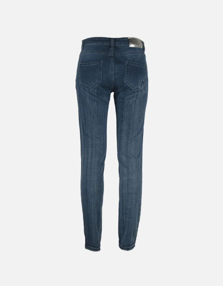 Skinny Fit Regular Waist Sweat Pants Women - Blue Jeans