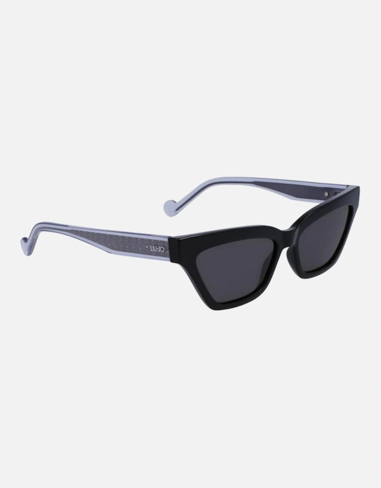 Leather Crossbody Bag with Chain Strap Women - Black Sunglasses