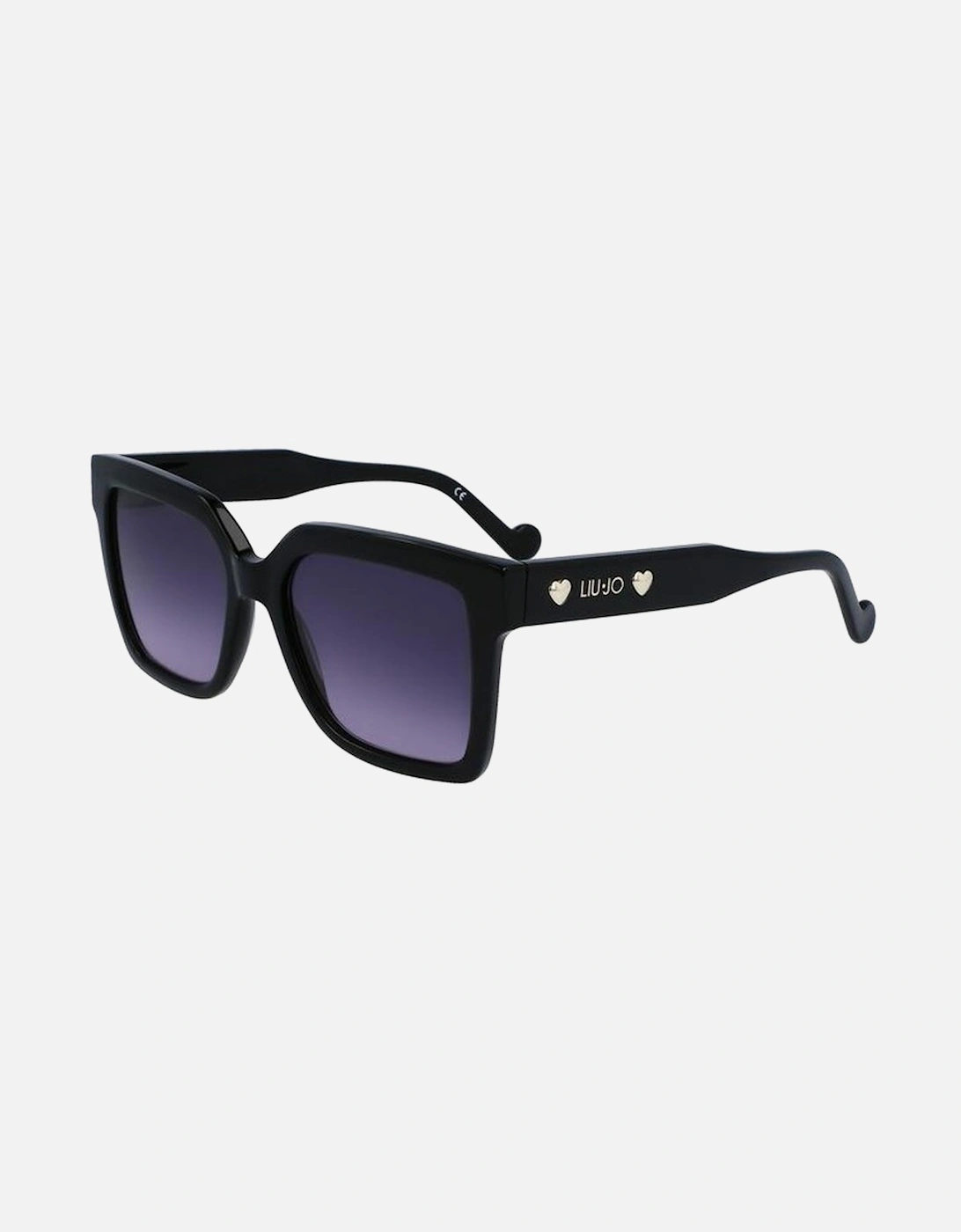Leather Shoulder Bag with Chain Strap Women - Black Sunglasses