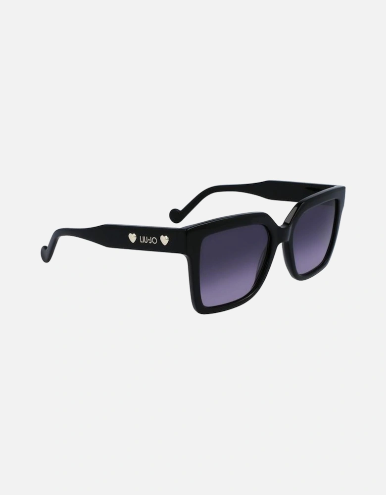 Leather Shoulder Bag with Chain Strap Women - Black Sunglasses