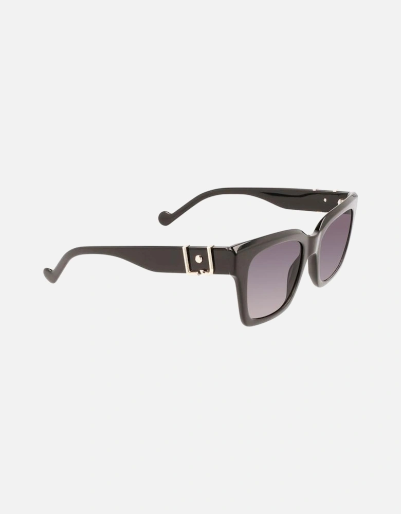 Leather Crossbody Bag with Chain Strap Women - Black Sunglasses