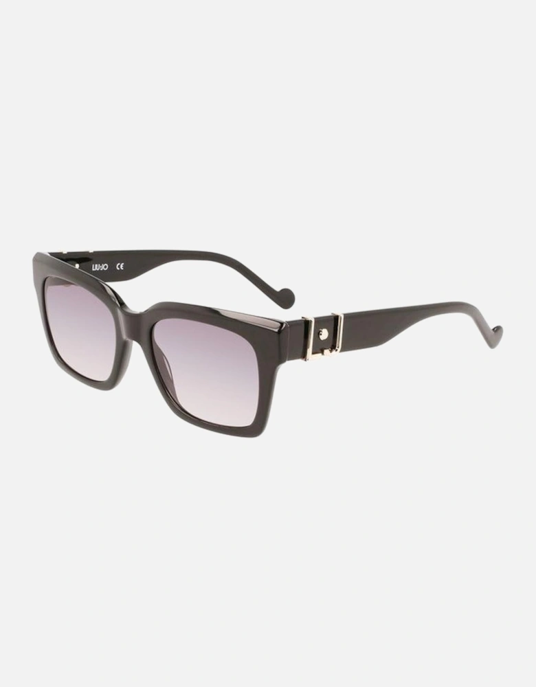 Leather Crossbody Bag with Chain Strap Women - Black Sunglasses