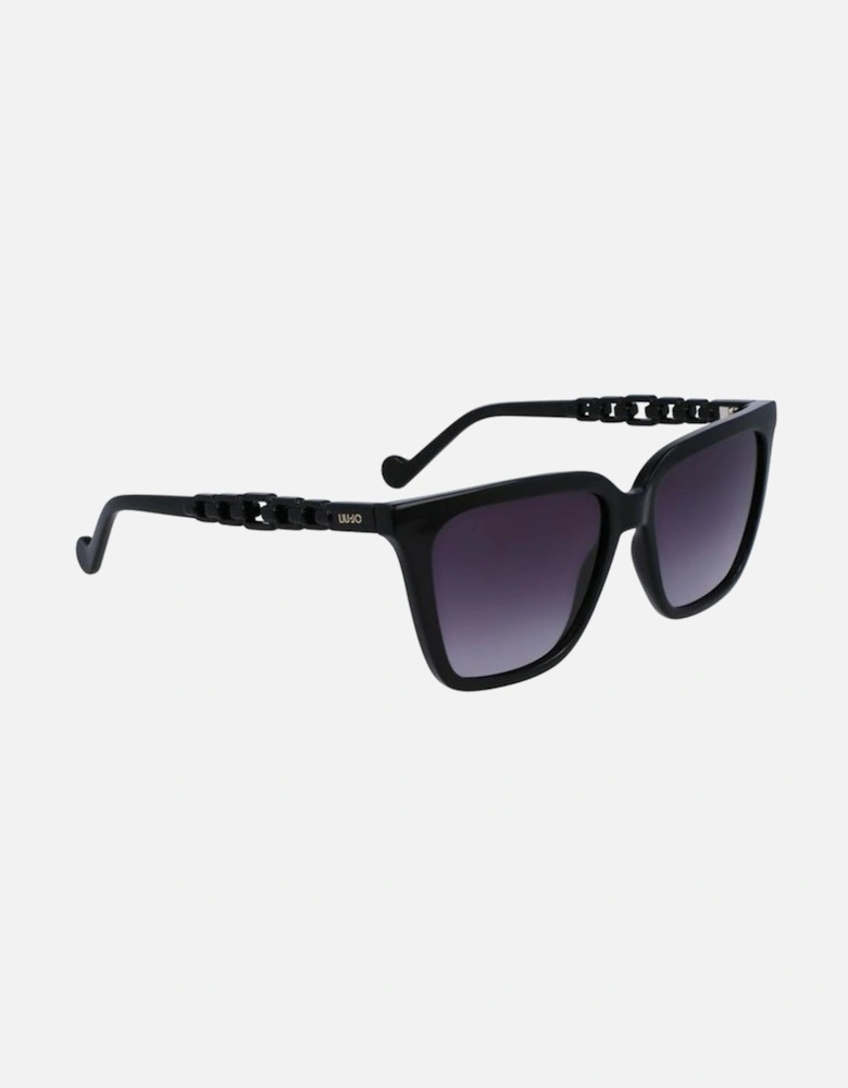Leather Shoulder Bag with Gold Hardware Women - Black Sunglasses