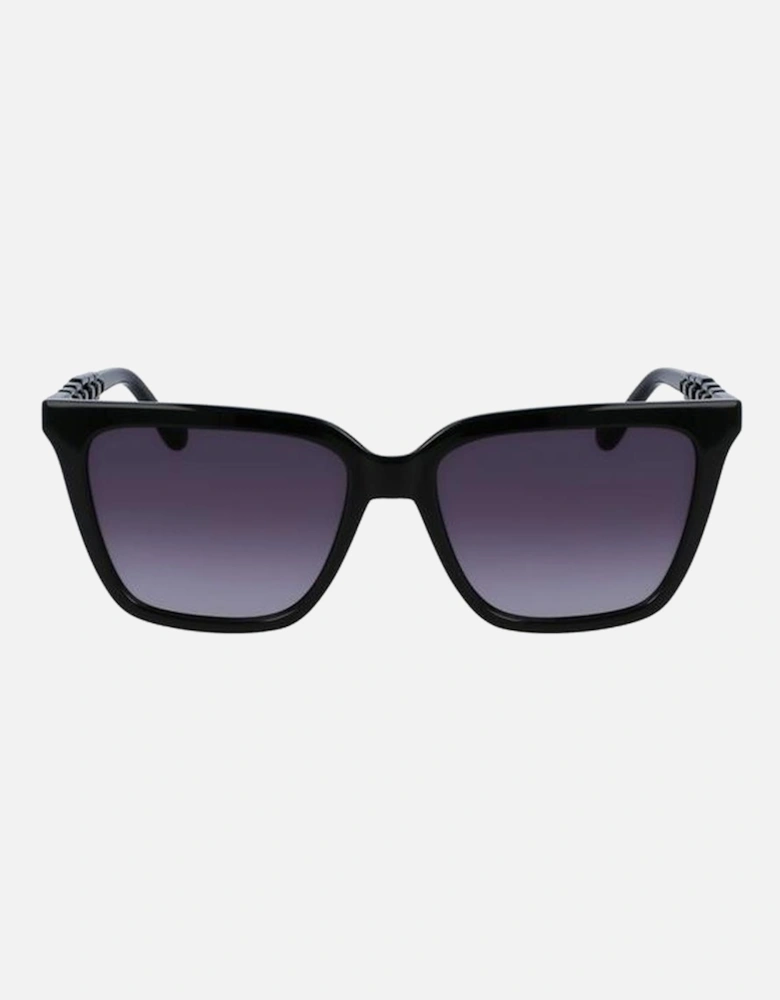 Leather Shoulder Bag with Gold Hardware Women - Black Sunglasses