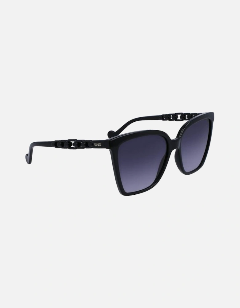 Leather Shoulder Bag with Gold-tone Hardware Women - Black Sunglasses