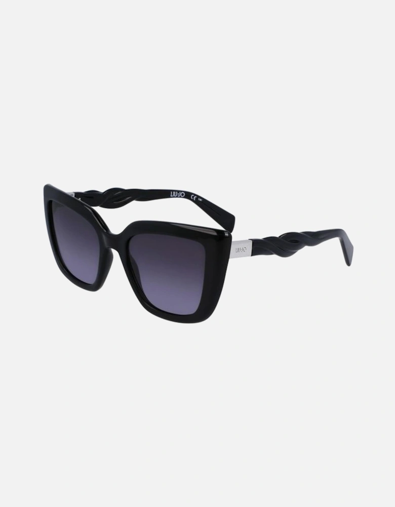 Leather Shoulder Bag with Gold Hardware Women - Black Sunglasses