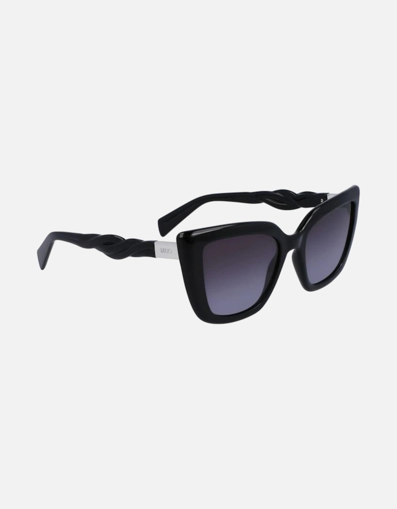Leather Shoulder Bag with Gold Hardware Women - Black Sunglasses