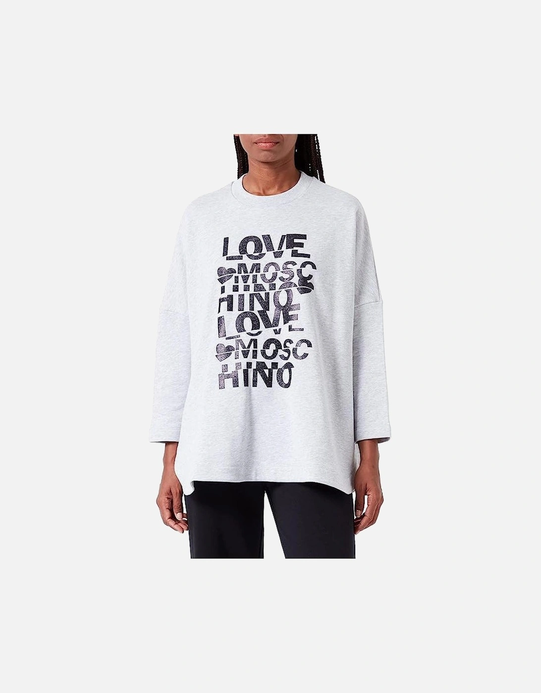 Oversized Sweatshirt Graphic Print Women - Gray Sweaters, 5 of 4