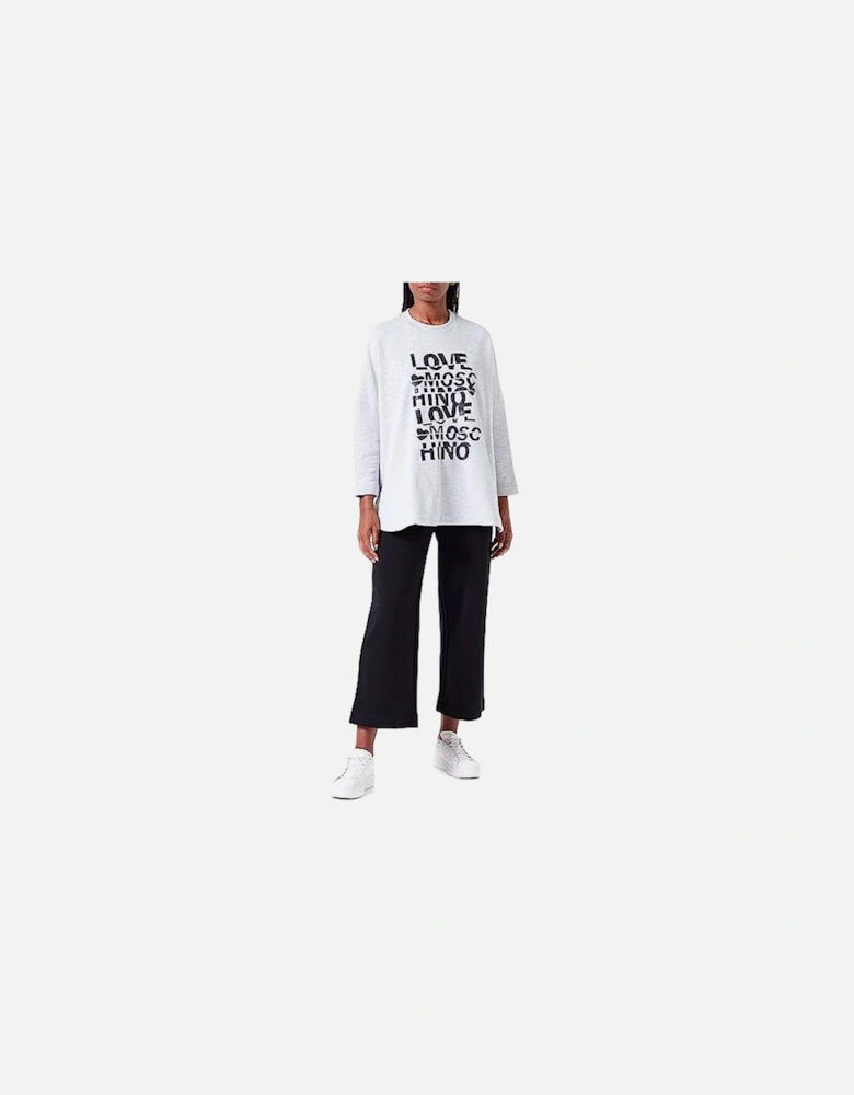 Oversized Sweatshirt Graphic Print Women - Gray Sweaters