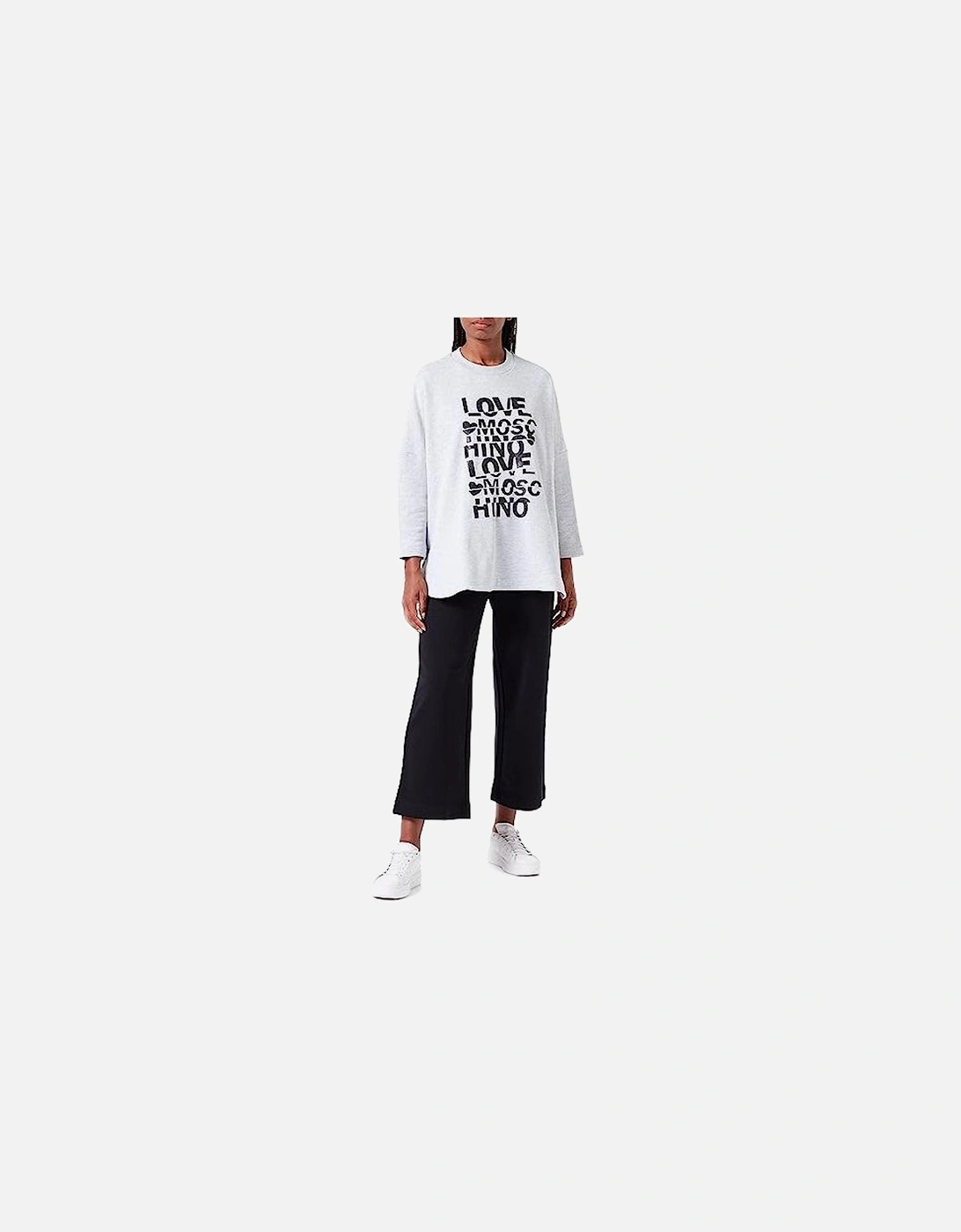 Oversized Sweatshirt Graphic Print Women - Gray Sweaters