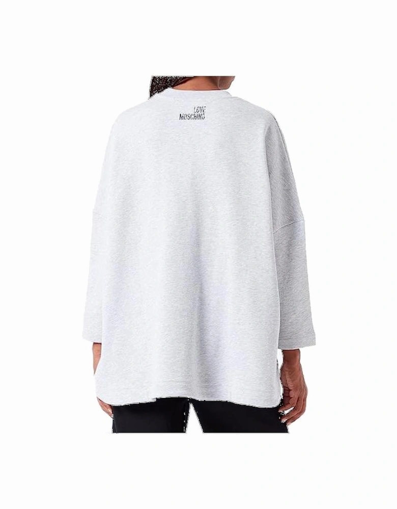 Oversized Sweatshirt Graphic Print Women - Gray Sweaters