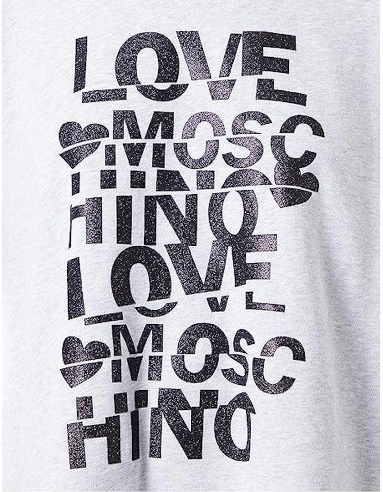 Oversized Sweatshirt Graphic Print Women - Gray Sweaters