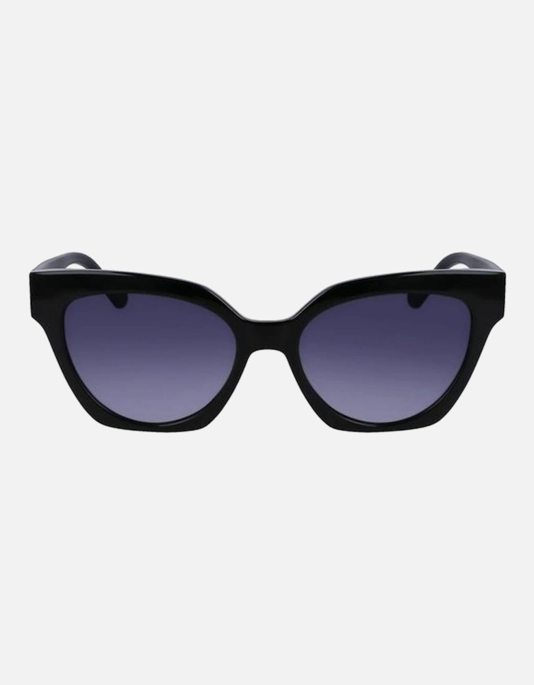 Leather Crossbody Bag with Chain Strap Women - Black Sunglasses