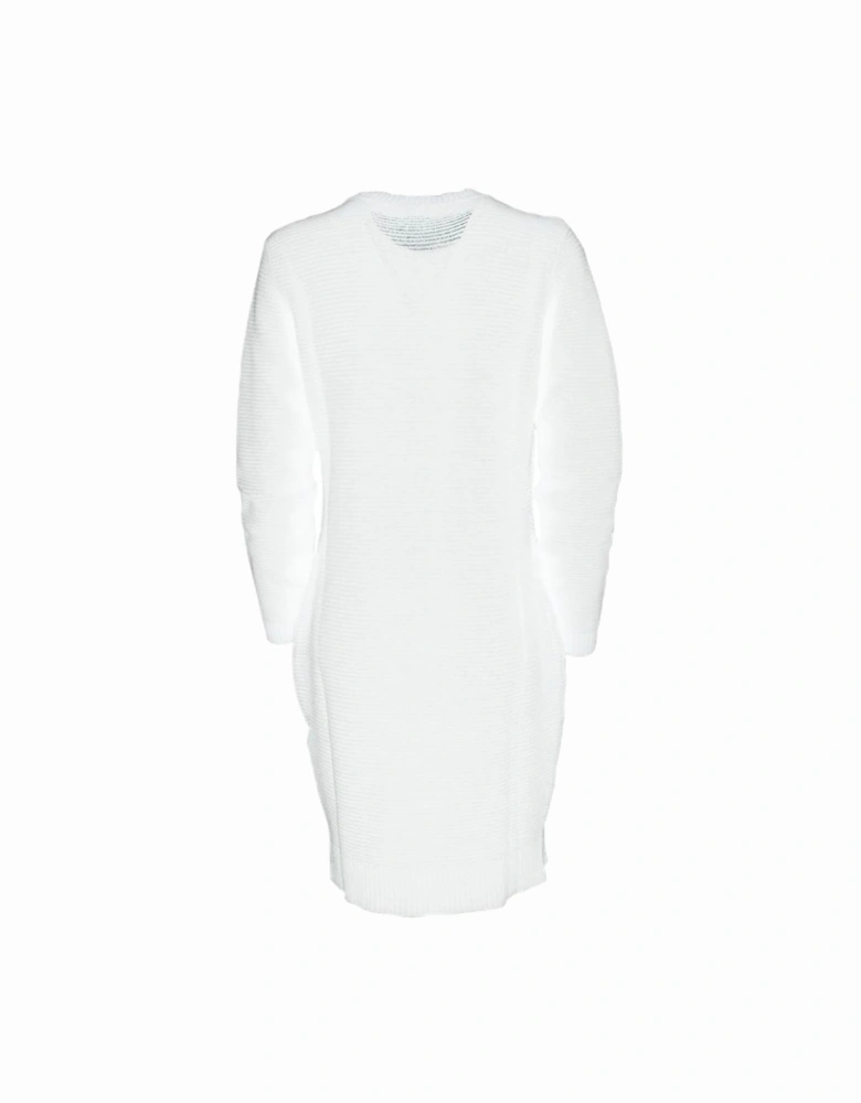 Heart Sweater Dress Ribbed Knit Long Sleeve Women - White Dresses