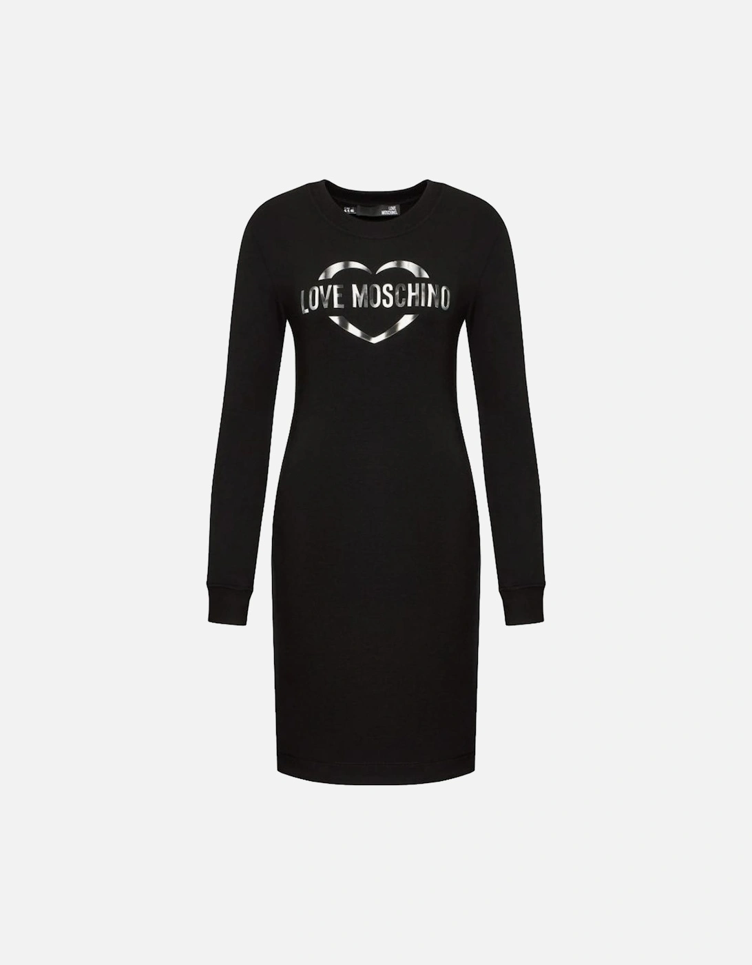 Heart Logo Mini Dress Long Sleeves Women - Black Dresses