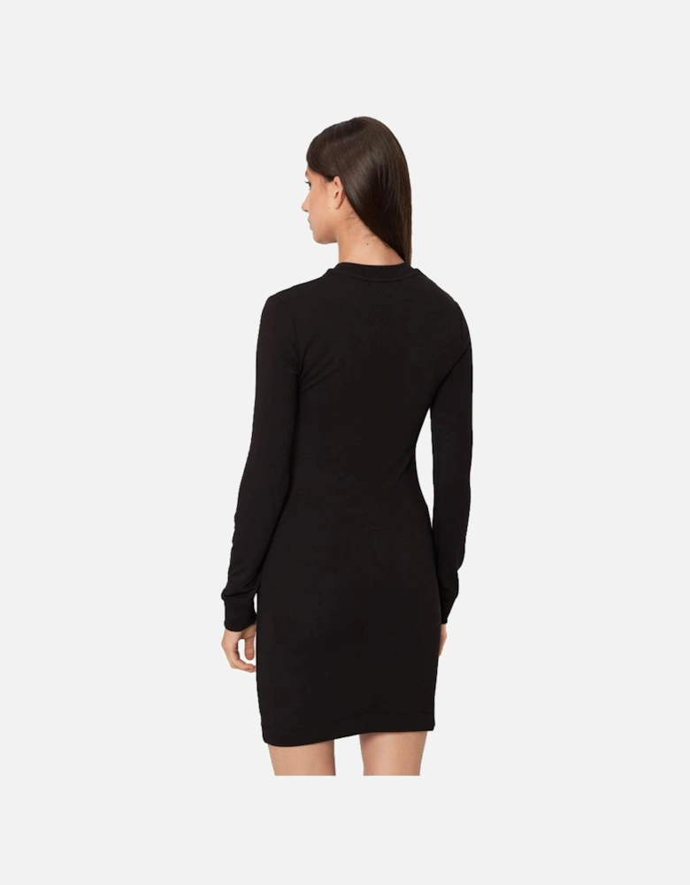 Heart Logo Mini Dress Long Sleeves Women - Black Dresses