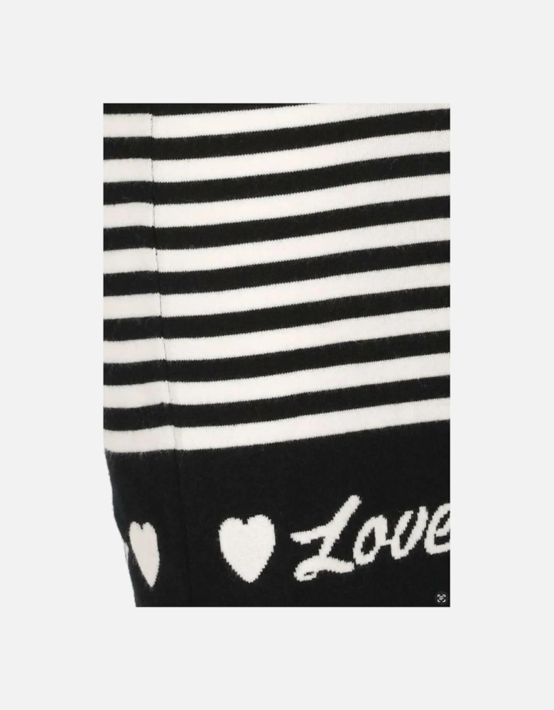 Striped Knit Dress with Logo and Long Sleeves Women - Black Dresses