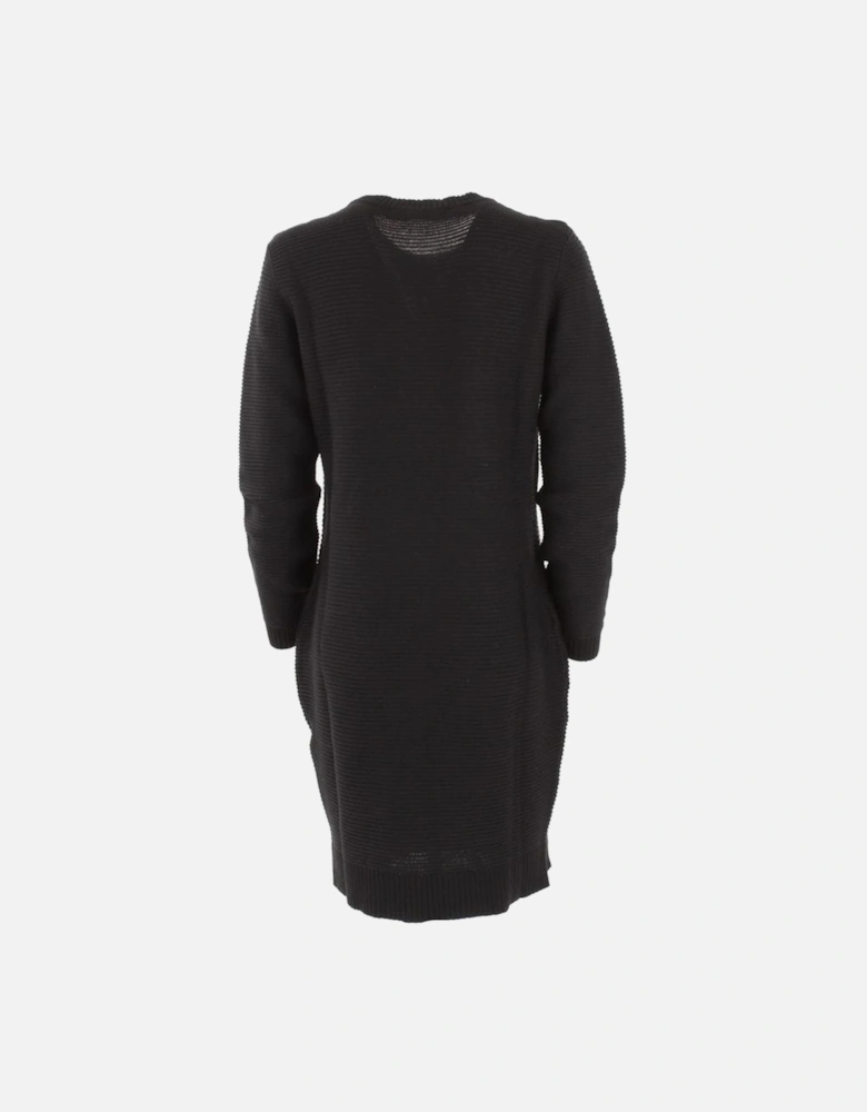 HeartShaped Knit Dress Ribbed Long Sleeve Women - Black Dresses