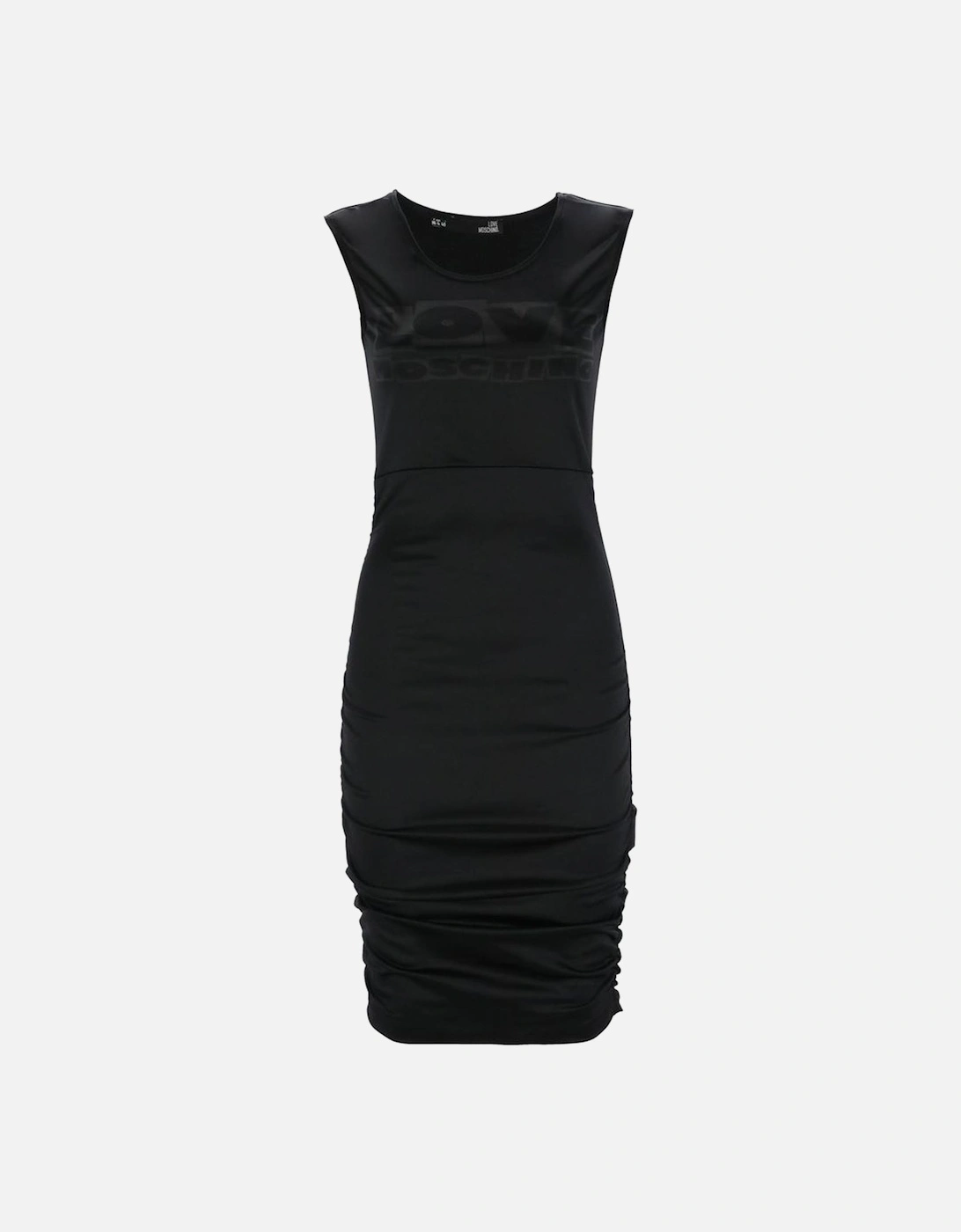Jersey Midi Dress Sleeveless Ruched Dress Women - Black Dresses, 2 of 1
