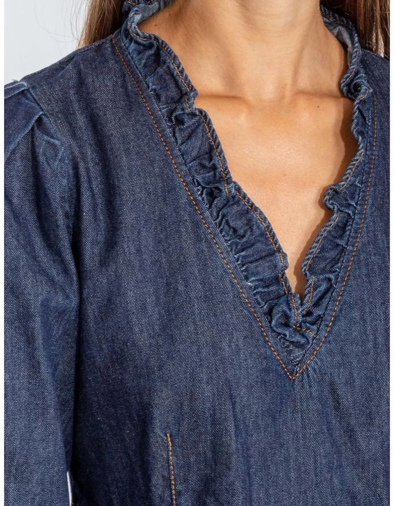 Tiered Midi Denim Dress LO10220 Women - Blue Dresses