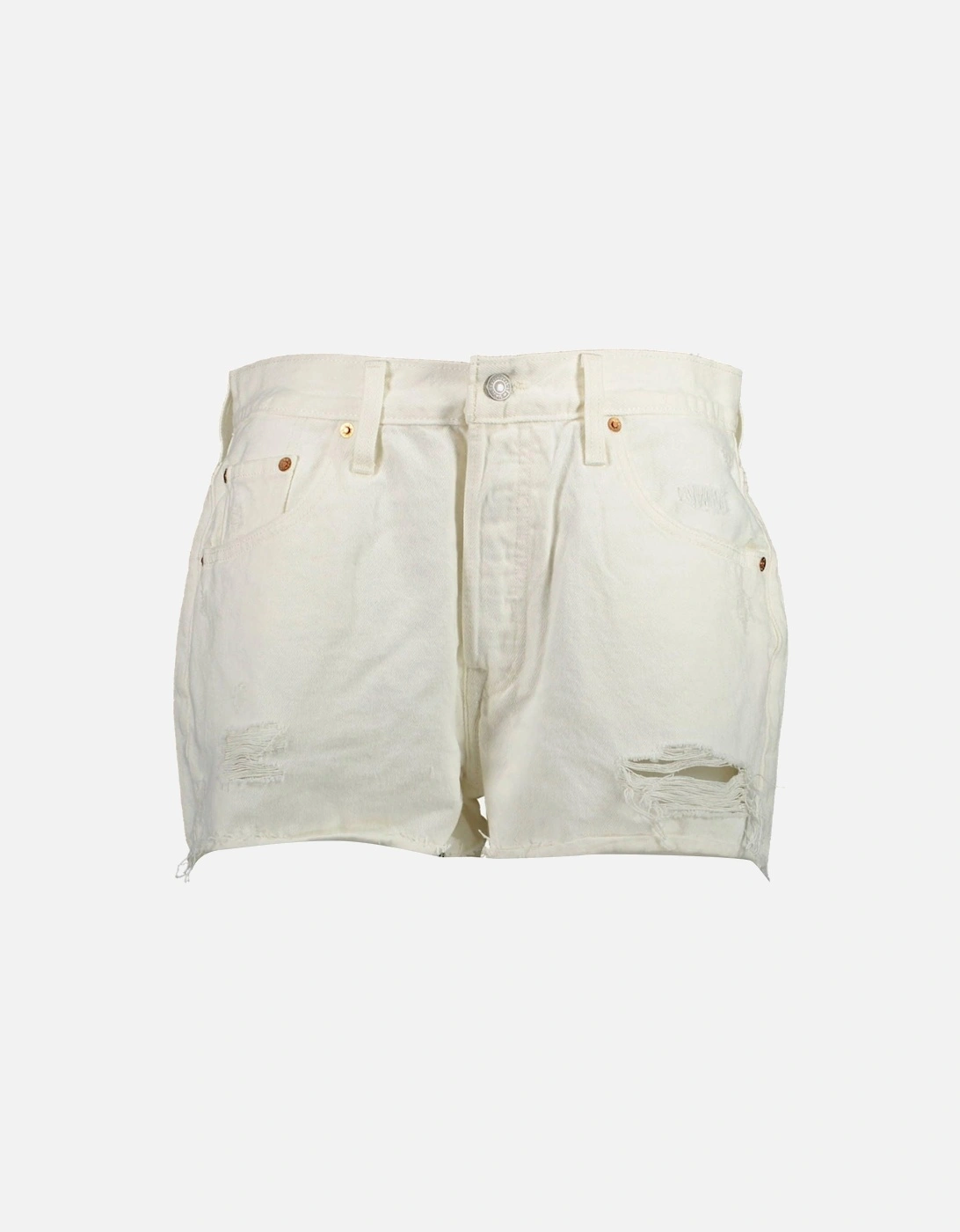 501 Worn Effect Logo Button Jeans with 5 Pockets Women - White Jeans, 3 of 2