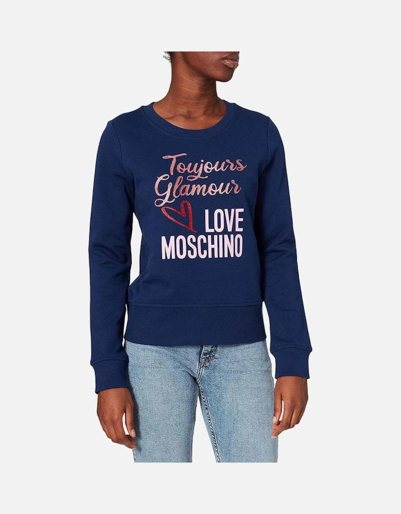 Crewneck Sweatshirt Toujours Glamour Style Women - Blue Sweaters