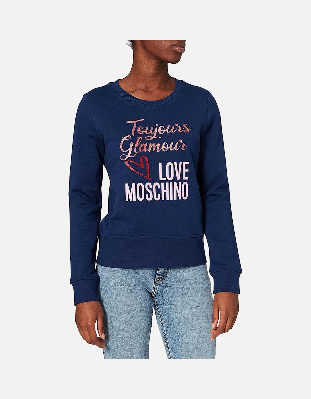 Crewneck Sweatshirt Toujours Glamour Style Women - Blue Sweaters, 5 of 4