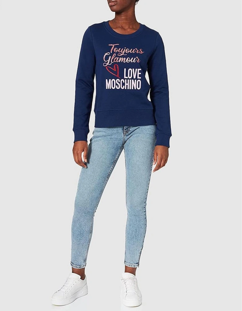 Crewneck Sweatshirt Toujours Glamour Style Women - Blue Sweaters