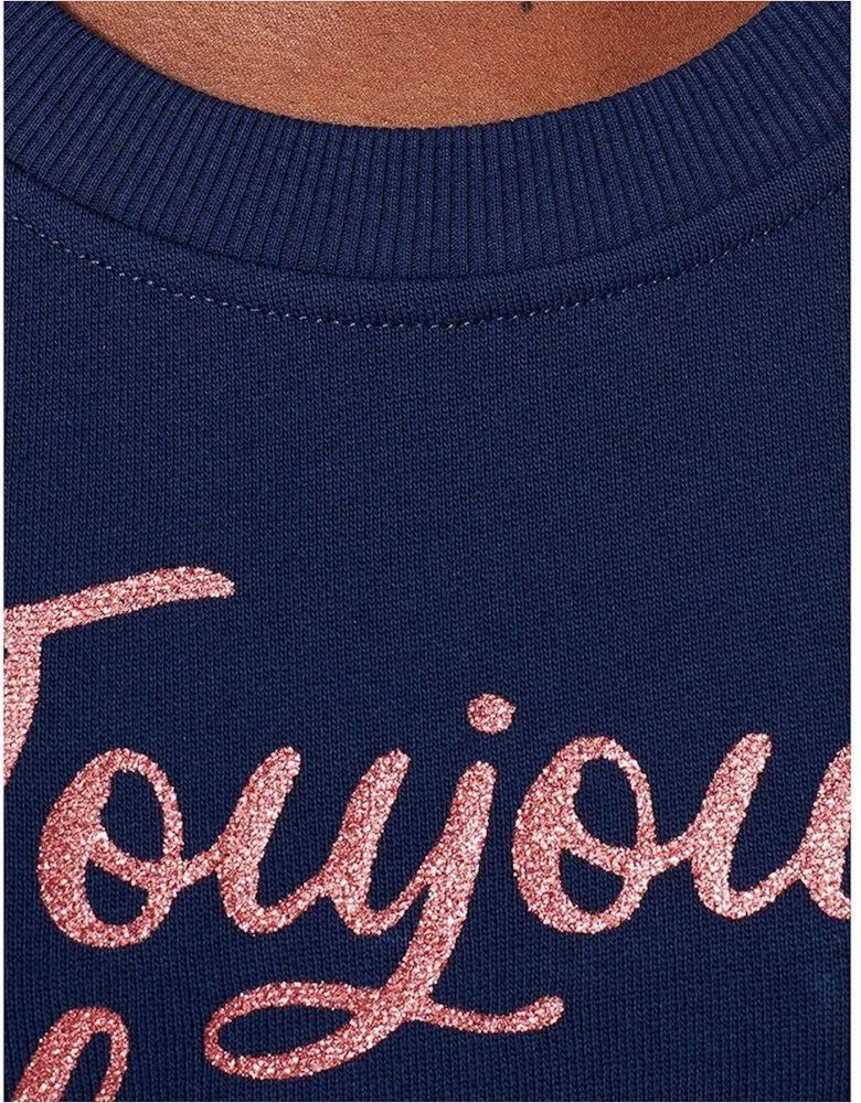 Crewneck Sweatshirt Toujours Glamour Style Women - Blue Sweaters