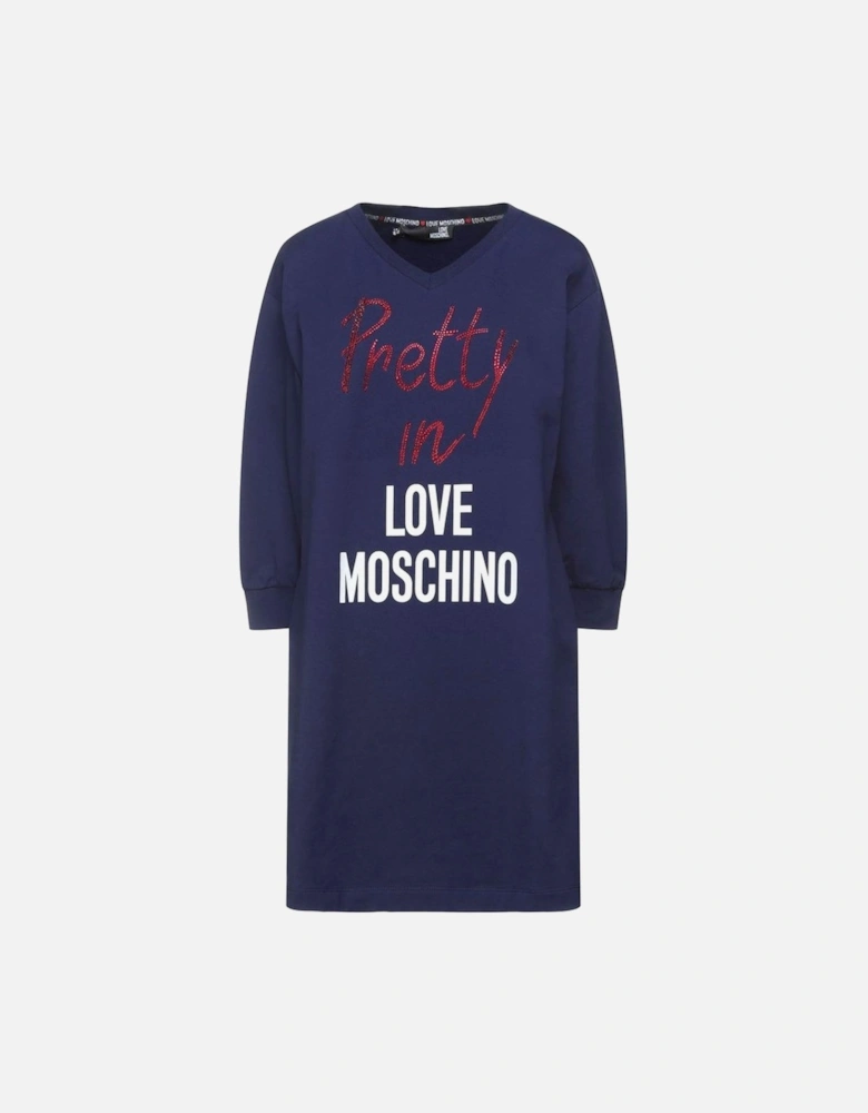 Cotton Sweatshirt Dress Model LO4727 Women - Blue Dresses