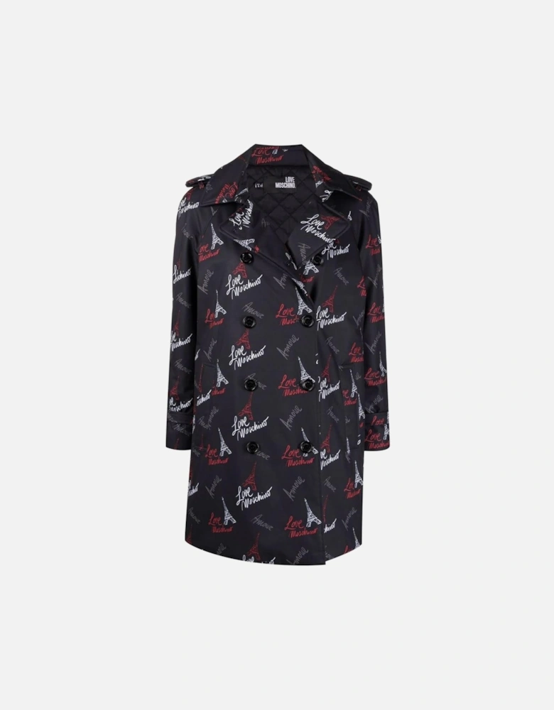 Parisian Print Trench Coat Model LO6947 Women - Black Jackets