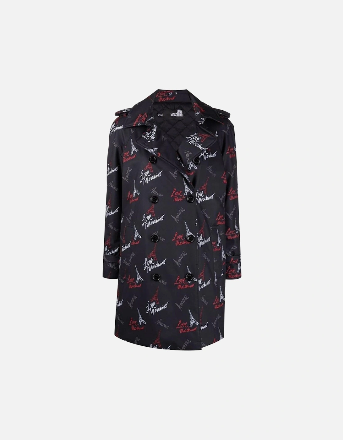 Parisian Print Trench Coat Model LO6947 Women - Black Jackets, 6 of 5