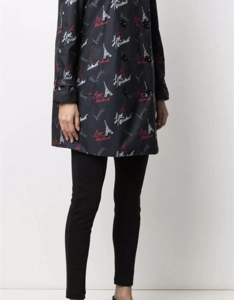 Parisian Print Trench Coat Model LO6947 Women - Black Jackets