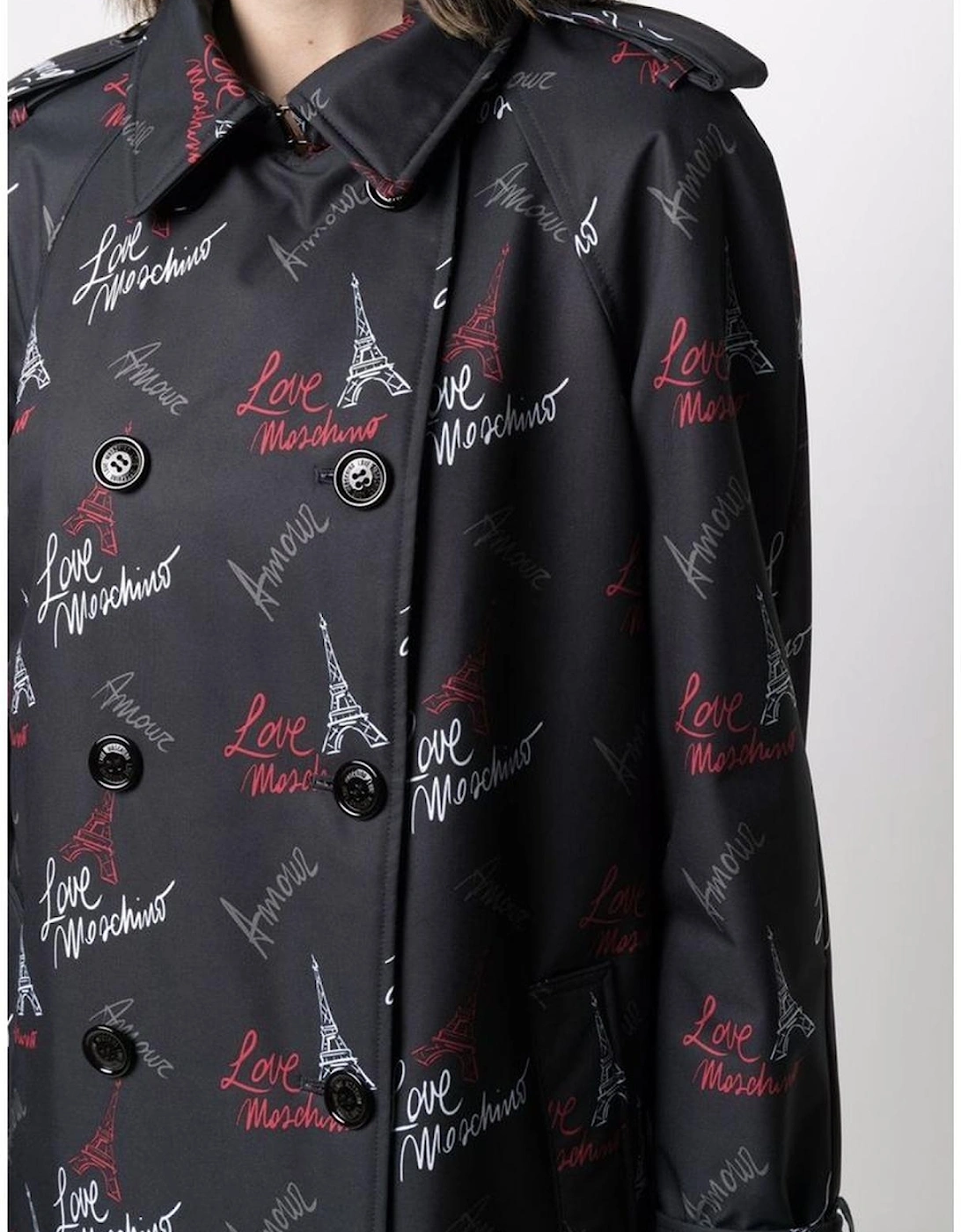 Parisian Print Trench Coat Model LO6947 Women - Black Jackets