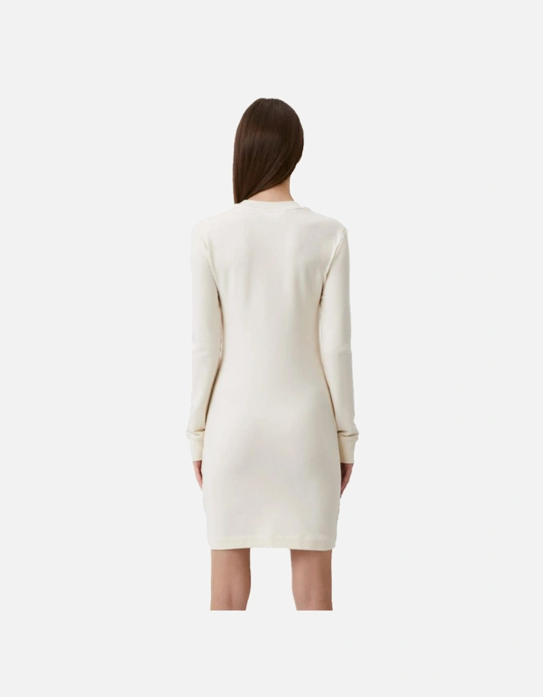 Heart Logo Mini Dress Casual Long Sleeve Dress Women - White Dresses