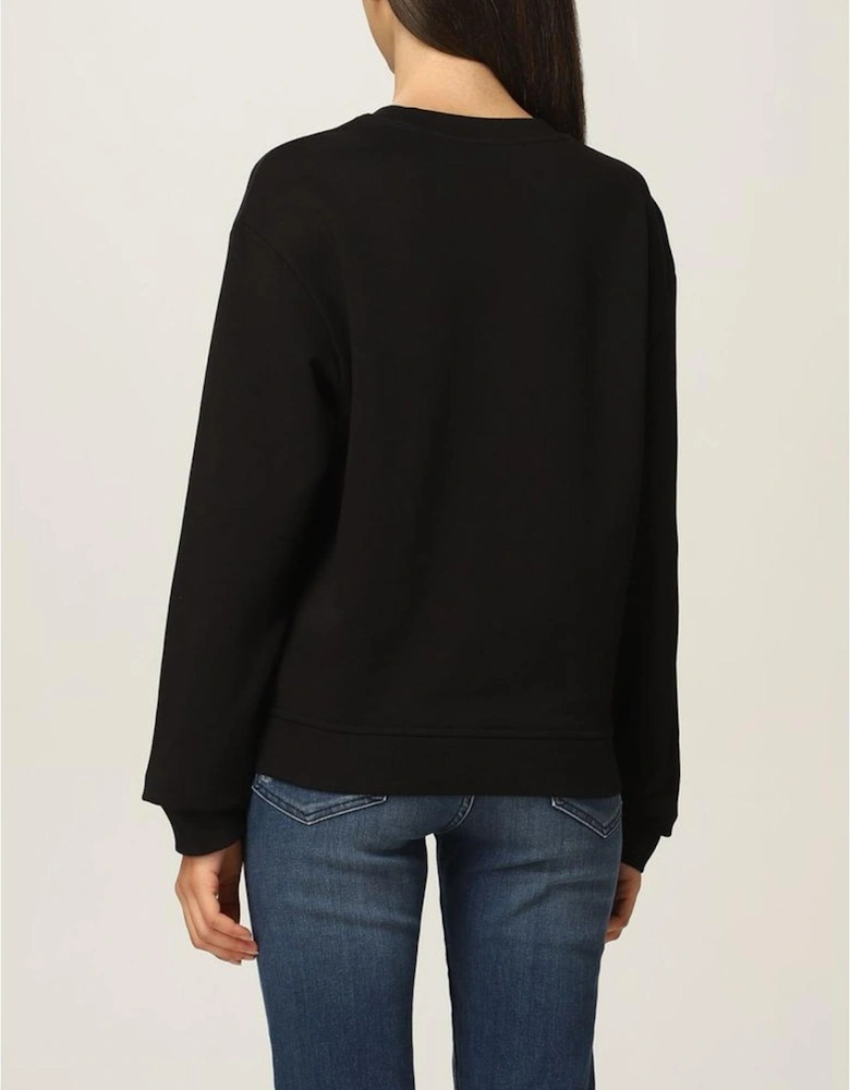 Relaxed Fit Long Sleeve Crew Neck Sweatshirt Women - Black Sweaters