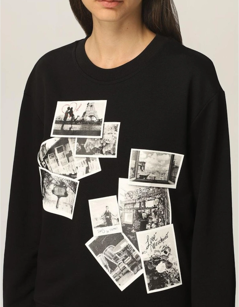 Relaxed Fit Long Sleeve Crew Neck Sweatshirt Women - Black Sweaters