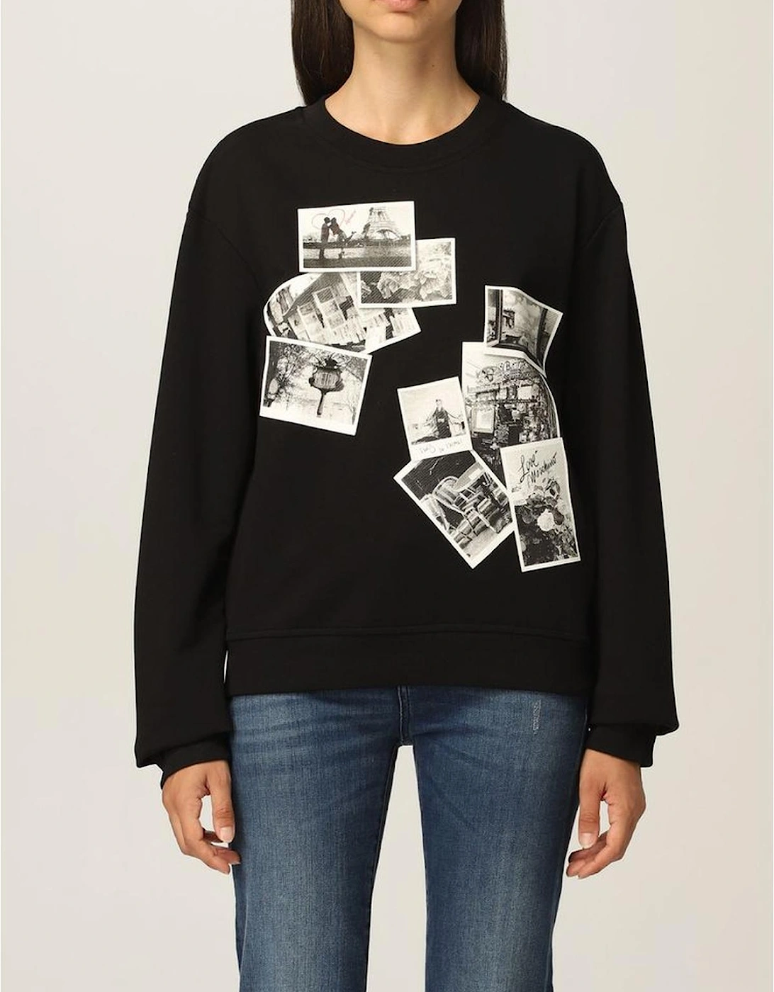 Relaxed Fit Long Sleeve Crew Neck Sweatshirt Women - Black Sweaters, 4 of 3
