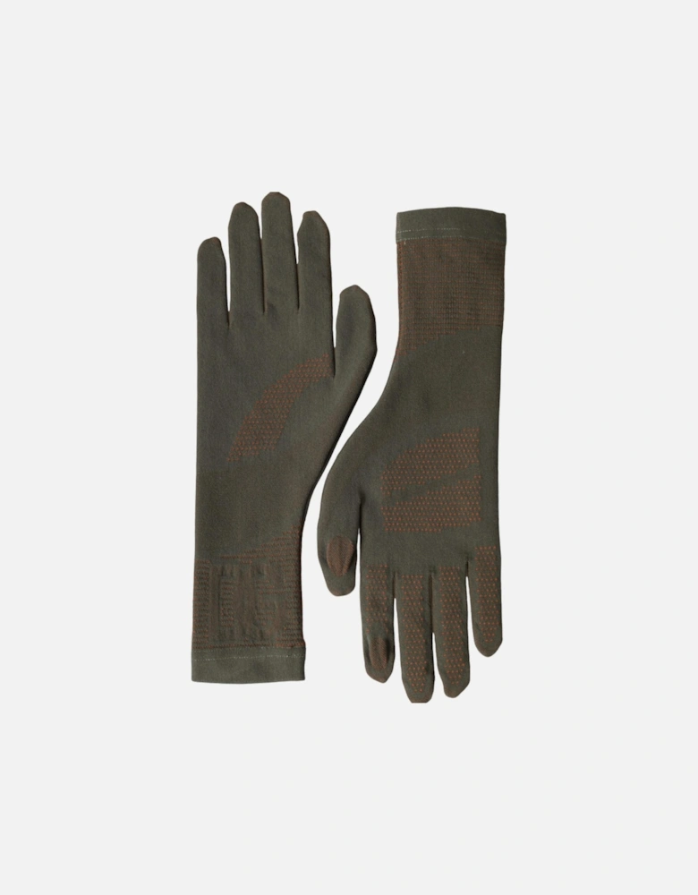 Wrist Length Cotton Gloves with Logo Details Women - Brown