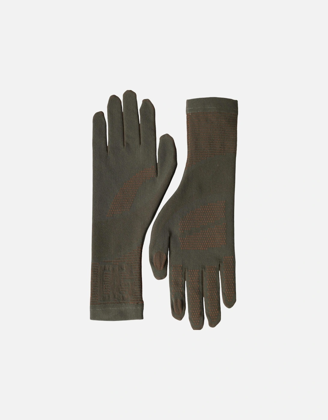 Wrist Length Cotton Gloves with Logo Details Women - Brown