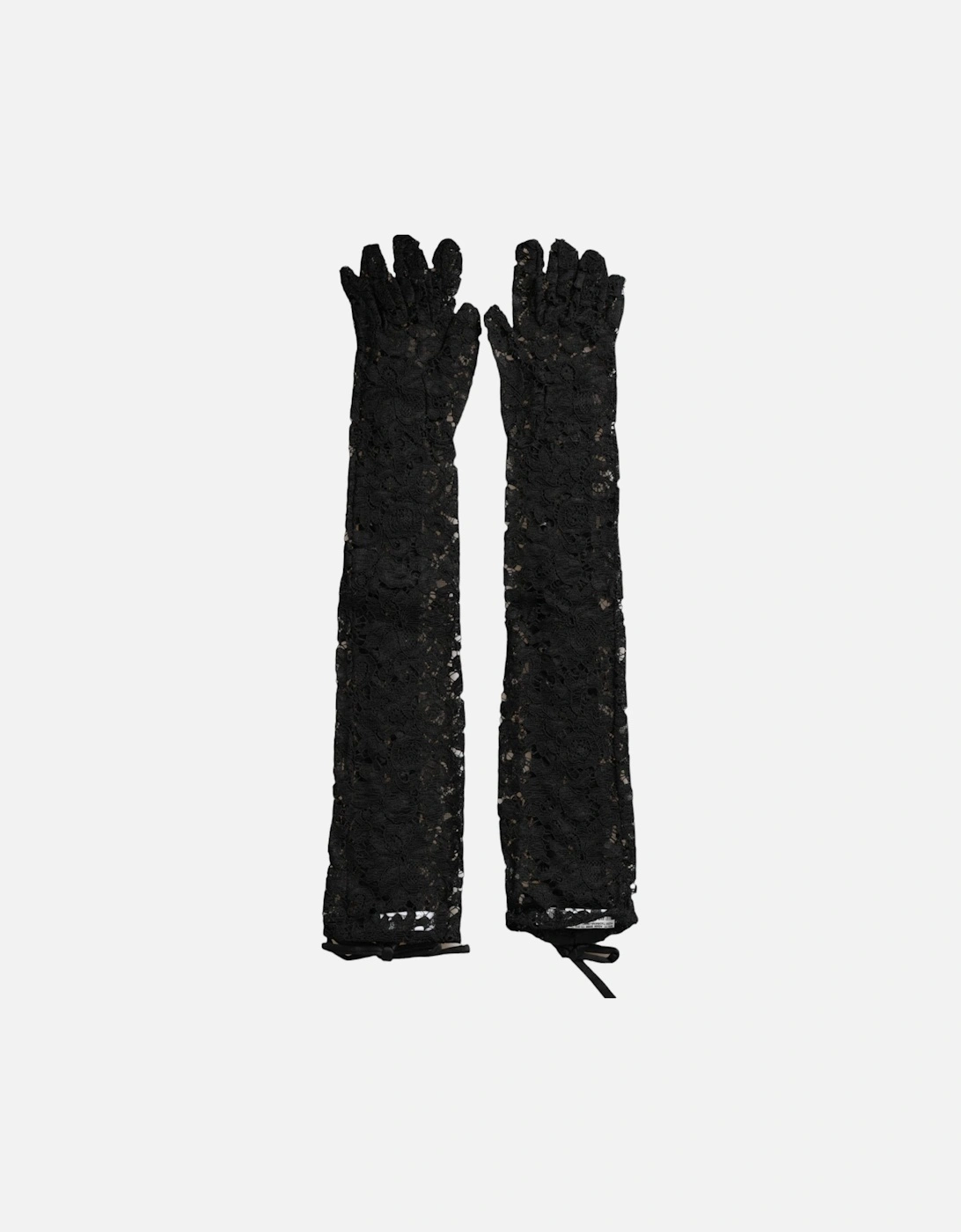 Elbow Length Lace Gloves Women - Black, 6 of 5
