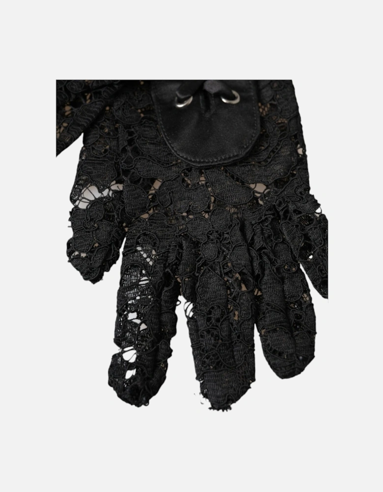 Elbow Length Lace Gloves Women - Black