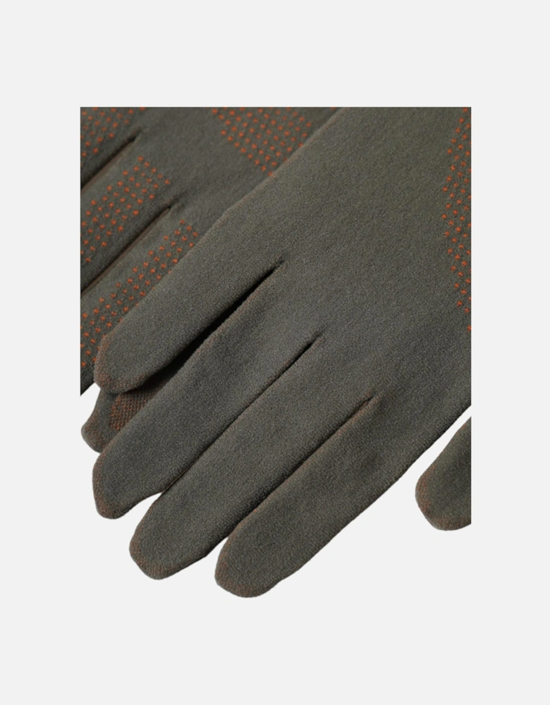 Wrist Length Cotton Gloves with Logo Details Women - Brown
