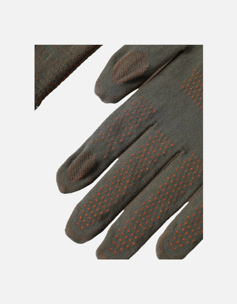 Wrist Length Cotton Gloves with Logo Details Women - Brown
