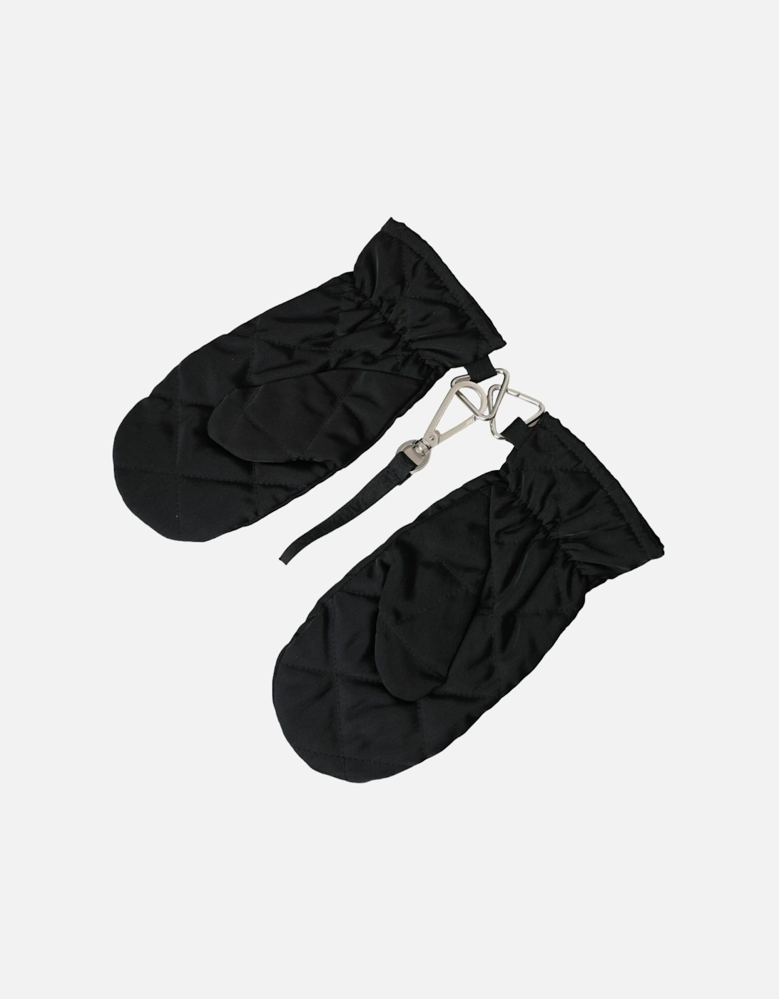 Nylon Wrist Length Mittens with Logo Details Women - Black Gloves
