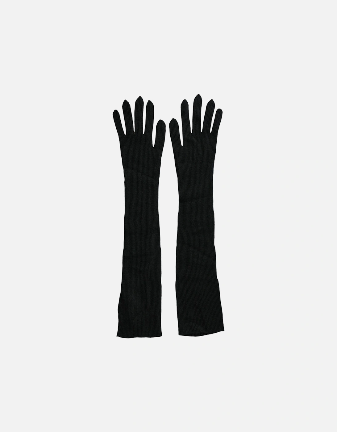 Elbow Length Cashmere Knitted Gloves with Logo Details Women - Black, 4 of 3