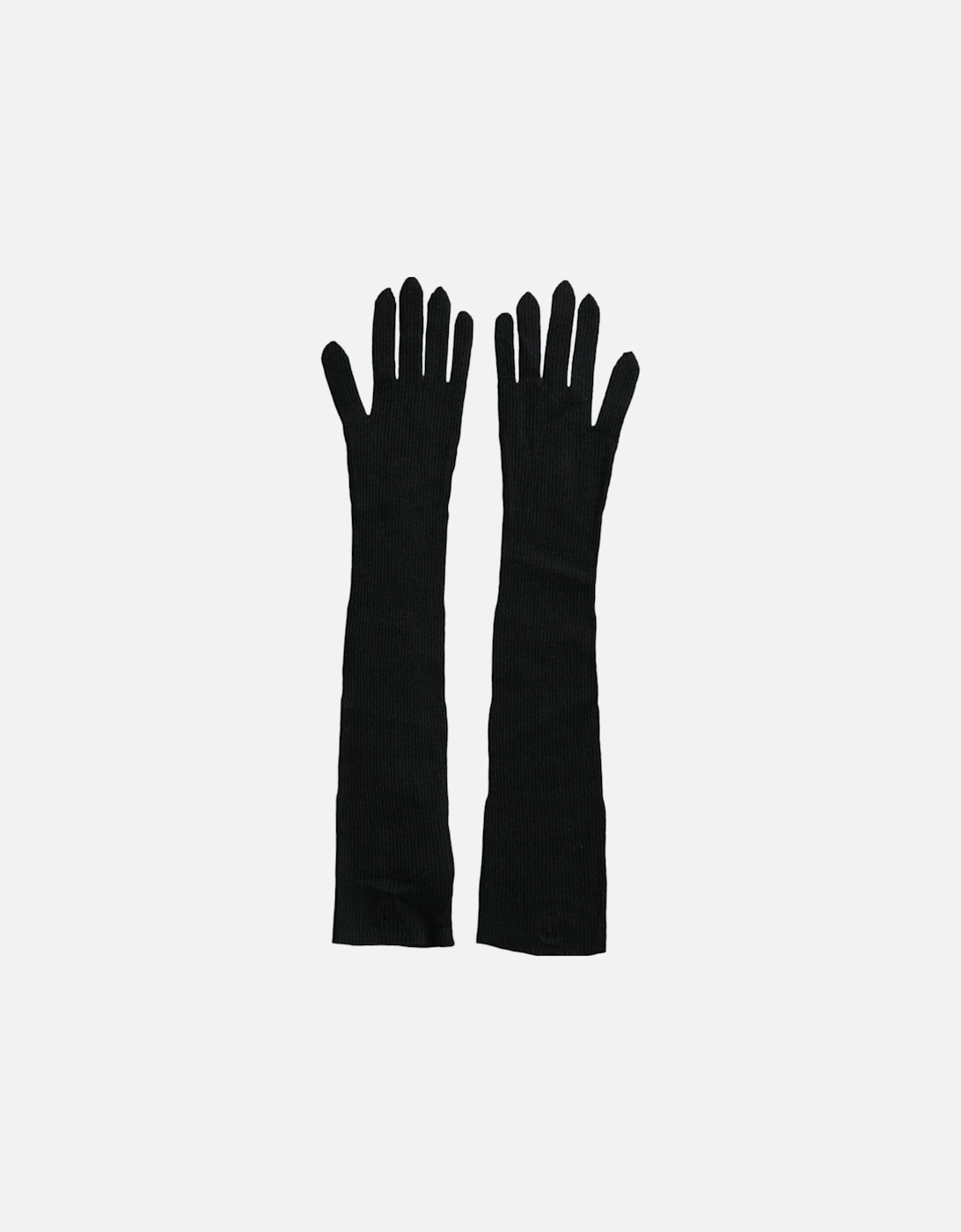 Elbow Length Cashmere Knitted Gloves with Logo Details Women - Black